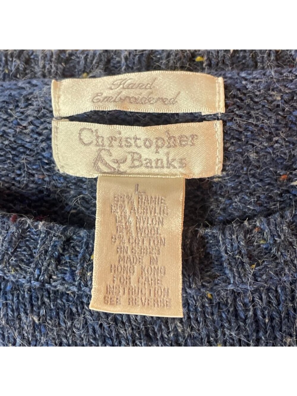 VTG Cat Ice Skate Wool Blend Sweater Sz LG Winter Embroidered Snow Cat Lady - Picture 5 of 6